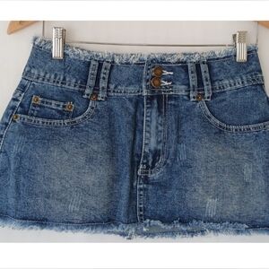 Denim Mini Skirt High Rise 2 Button Small NWT